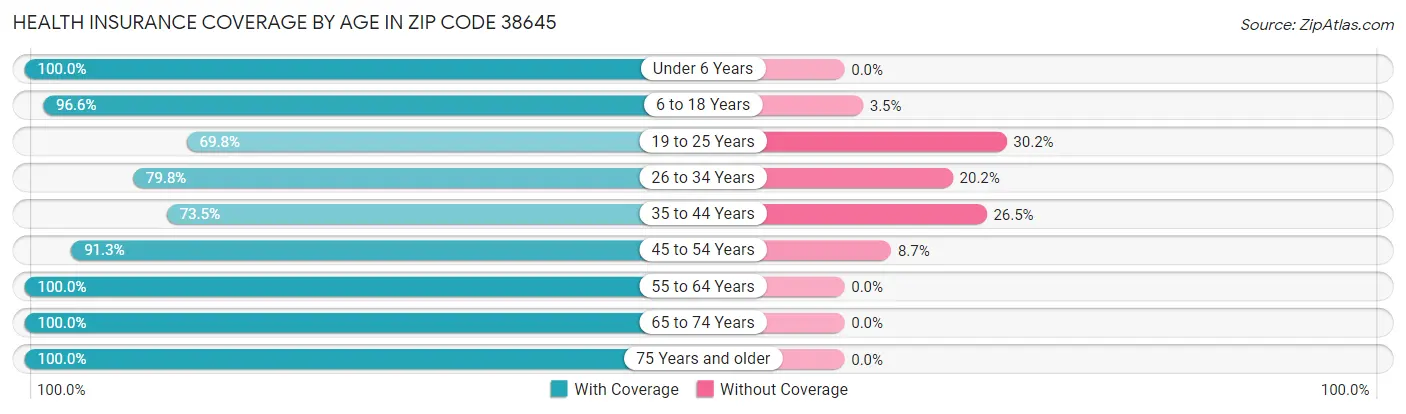 Health Insurance Coverage by Age in Zip Code 38645