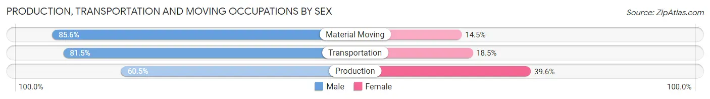Production, Transportation and Moving Occupations by Sex in Zip Code 38652