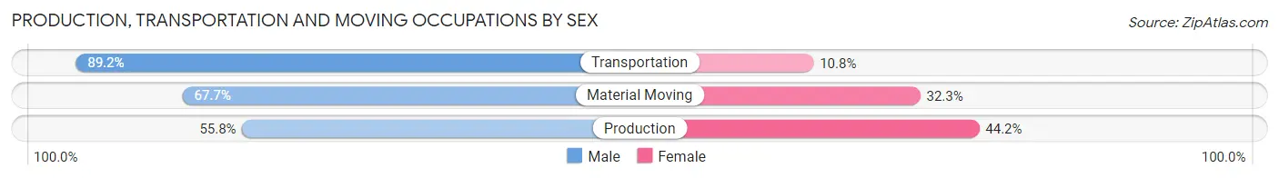 Production, Transportation and Moving Occupations by Sex in Zip Code 38663