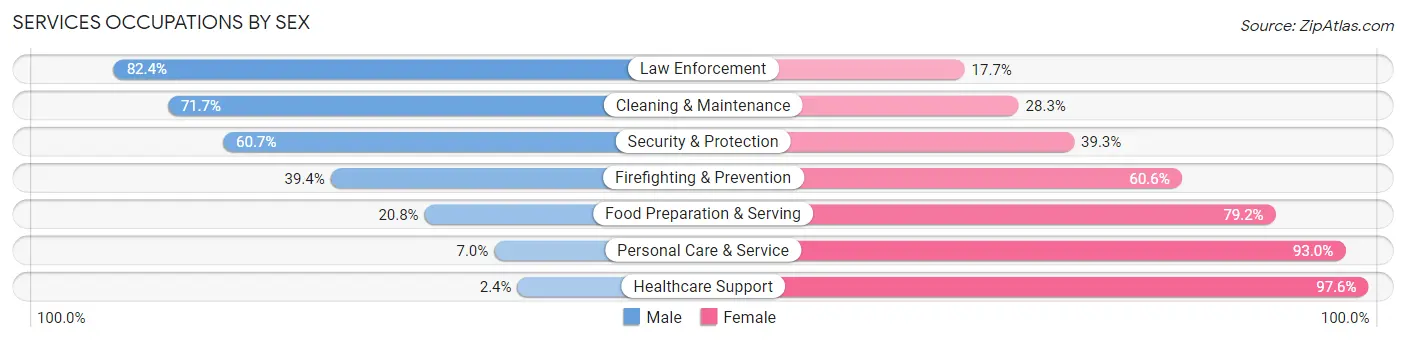 Services Occupations by Sex in Zip Code 38668