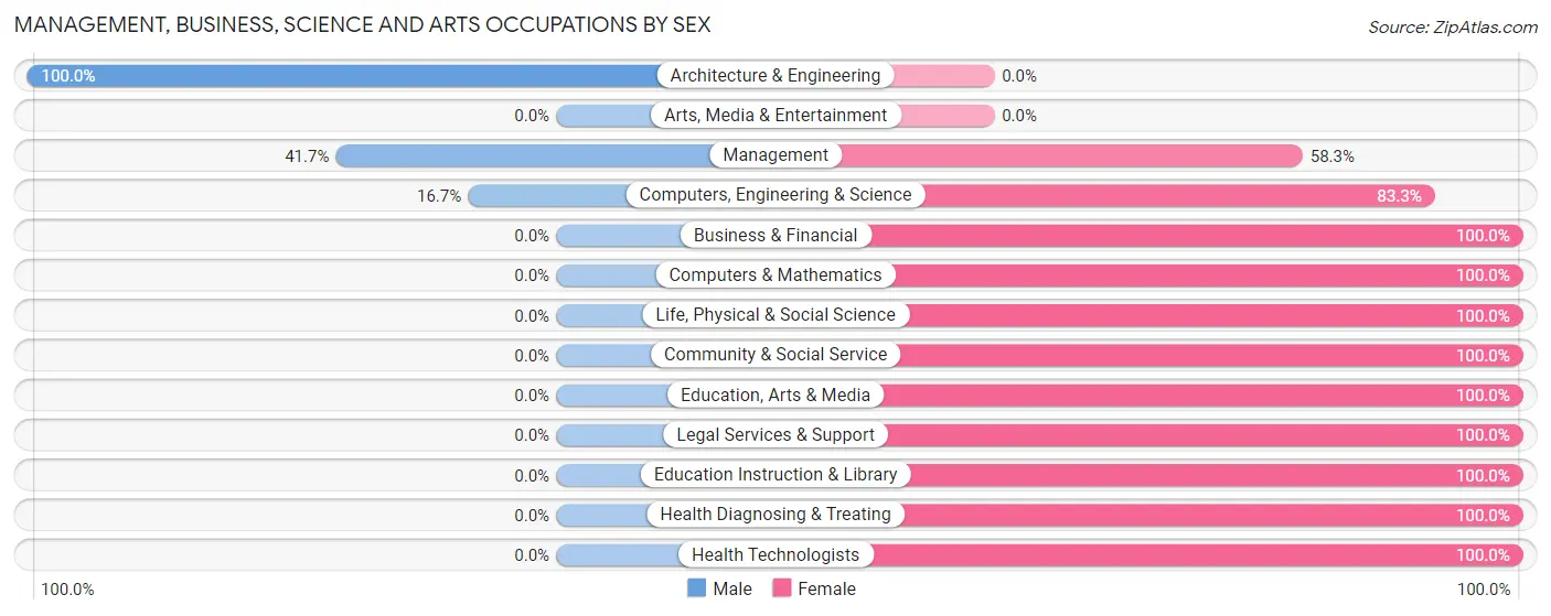 Management, Business, Science and Arts Occupations by Sex in Zip Code 38670