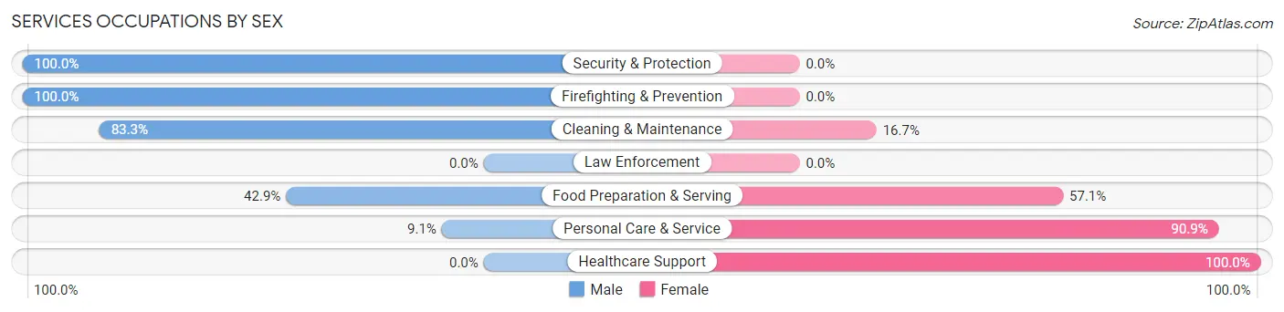 Services Occupations by Sex in Zip Code 38670