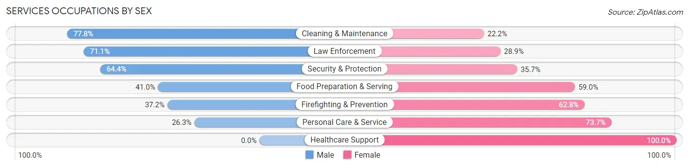 Services Occupations by Sex in Zip Code 38671