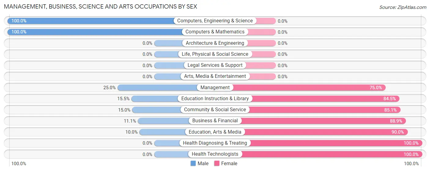 Management, Business, Science and Arts Occupations by Sex in Zip Code 38676