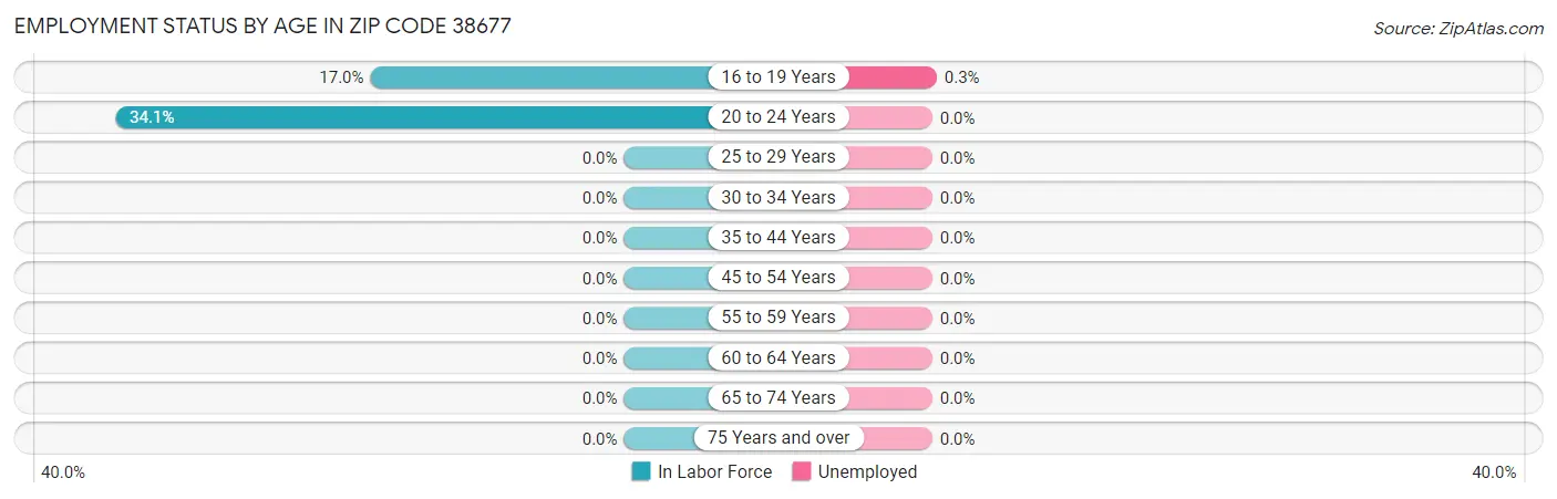 Employment Status by Age in Zip Code 38677