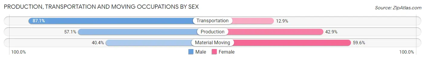 Production, Transportation and Moving Occupations by Sex in Zip Code 38680