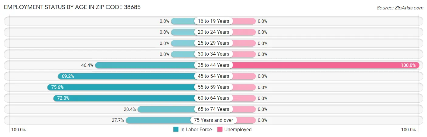 Employment Status by Age in Zip Code 38685