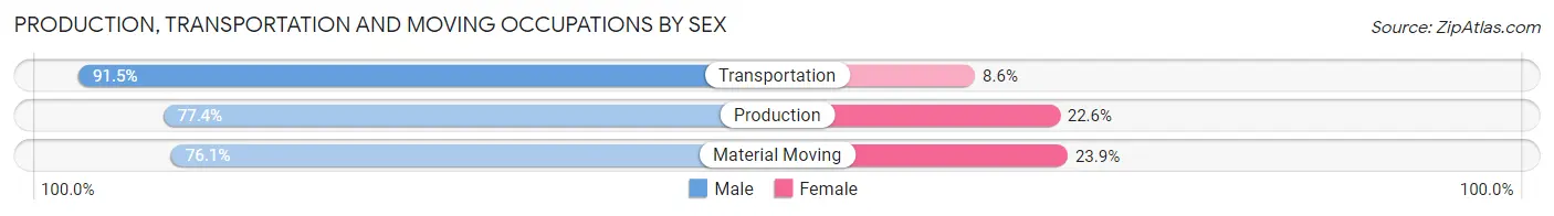 Production, Transportation and Moving Occupations by Sex in Zip Code 38703