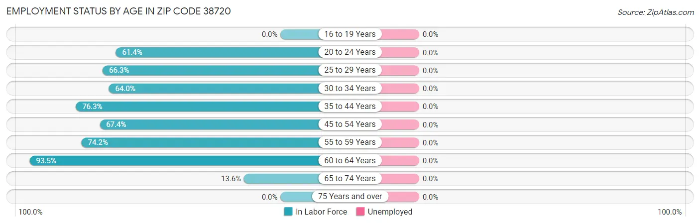 Employment Status by Age in Zip Code 38720