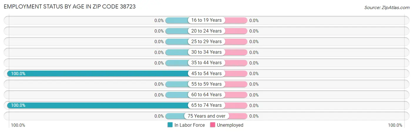 Employment Status by Age in Zip Code 38723