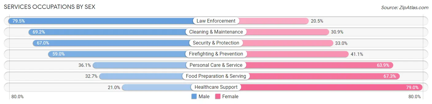 Services Occupations by Sex in Zip Code 38732