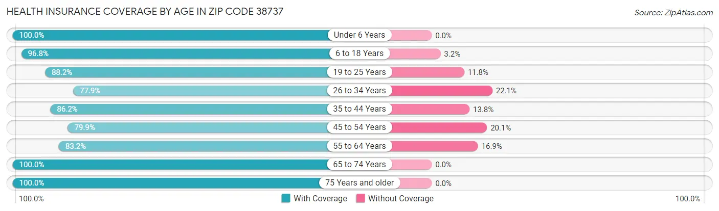 Health Insurance Coverage by Age in Zip Code 38737