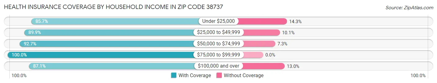 Health Insurance Coverage by Household Income in Zip Code 38737