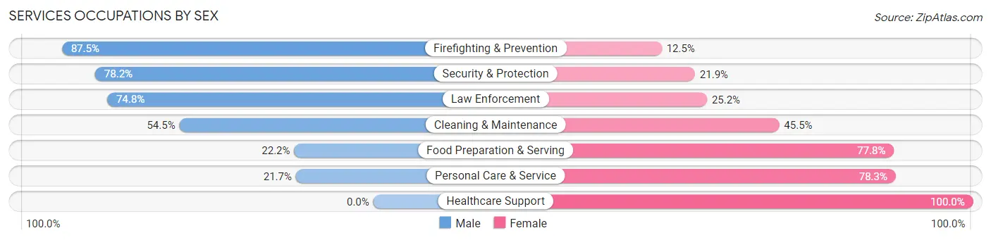 Services Occupations by Sex in Zip Code 38737