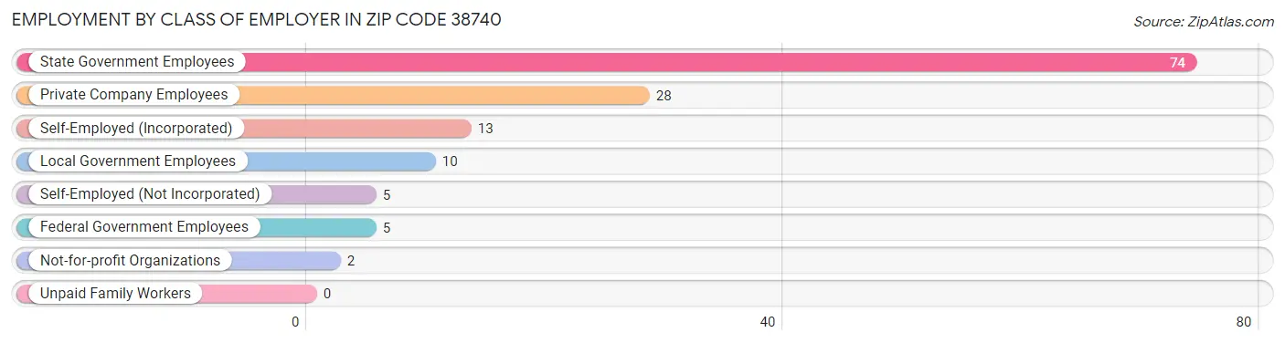 Employment by Class of Employer in Zip Code 38740