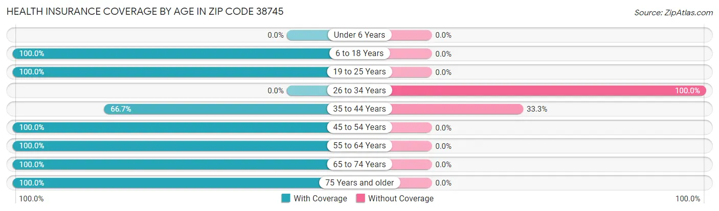 Health Insurance Coverage by Age in Zip Code 38745