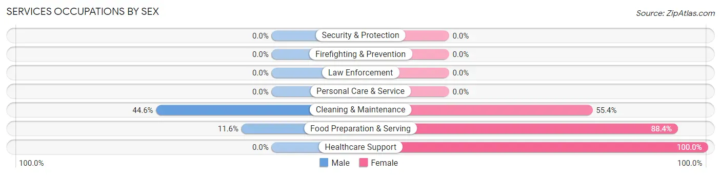 Services Occupations by Sex in Zip Code 38748