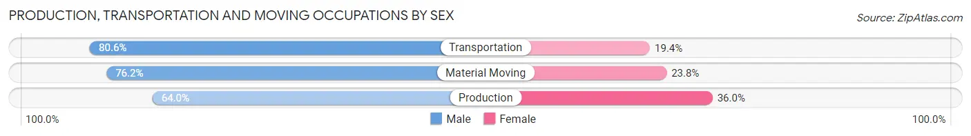 Production, Transportation and Moving Occupations by Sex in Zip Code 38756