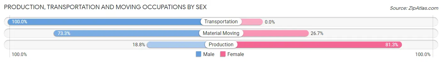 Production, Transportation and Moving Occupations by Sex in Zip Code 38761