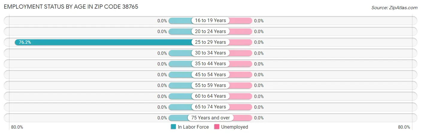 Employment Status by Age in Zip Code 38765
