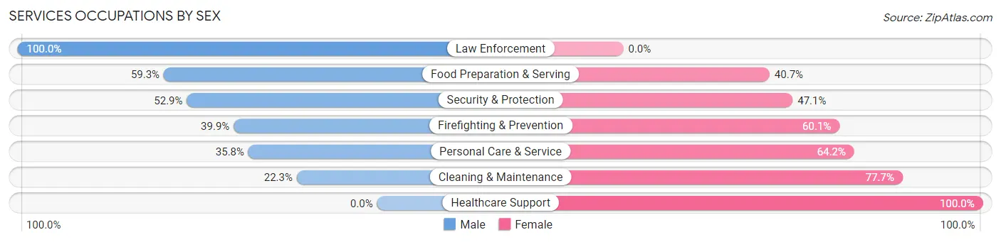 Services Occupations by Sex in Zip Code 38801