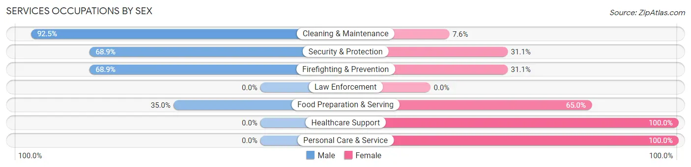 Services Occupations by Sex in Zip Code 38826
