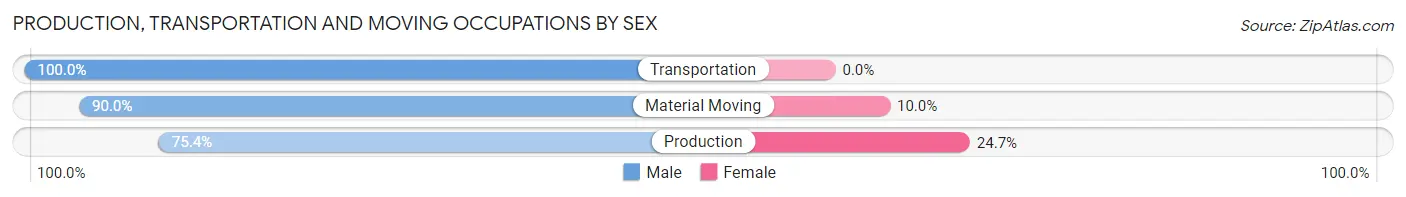 Production, Transportation and Moving Occupations by Sex in Zip Code 38833