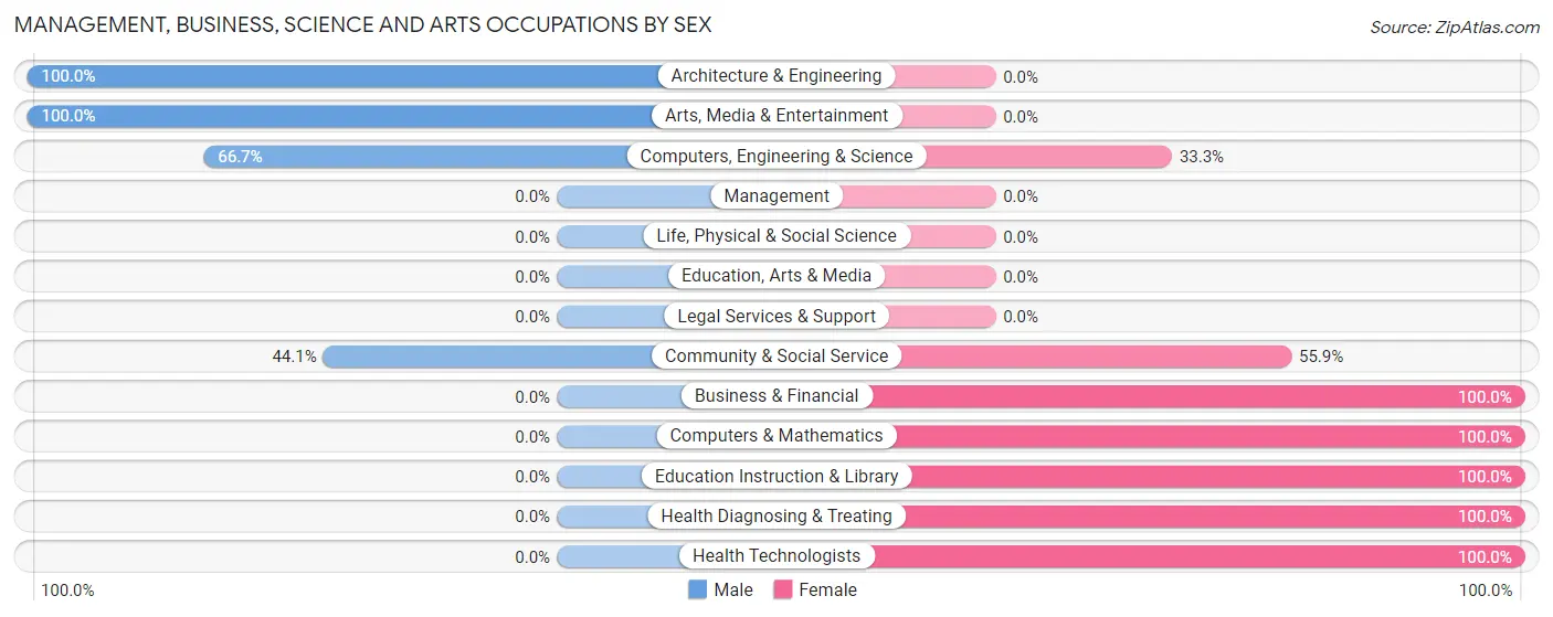 Management, Business, Science and Arts Occupations by Sex in Zip Code 38848