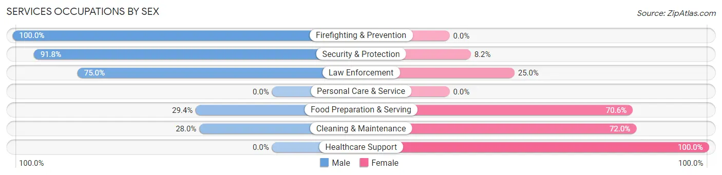 Services Occupations by Sex in Zip Code 38850