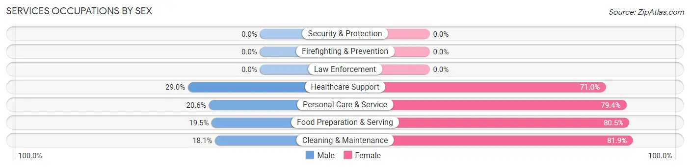 Services Occupations by Sex in Zip Code 38855