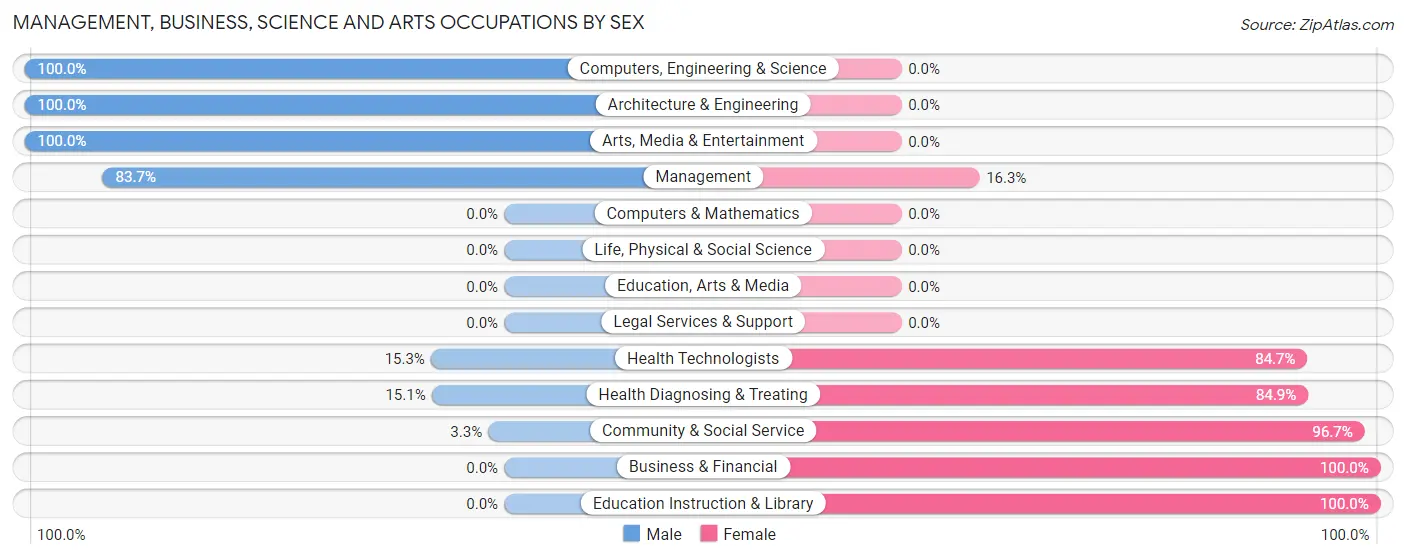 Management, Business, Science and Arts Occupations by Sex in Zip Code 38856