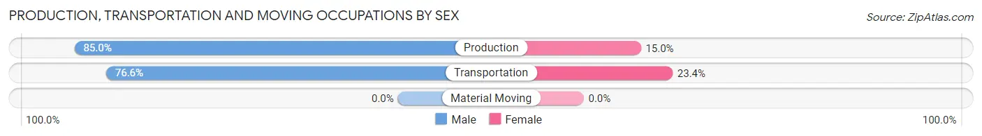Production, Transportation and Moving Occupations by Sex in Zip Code 38857