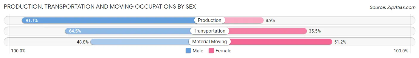 Production, Transportation and Moving Occupations by Sex in Zip Code 38858