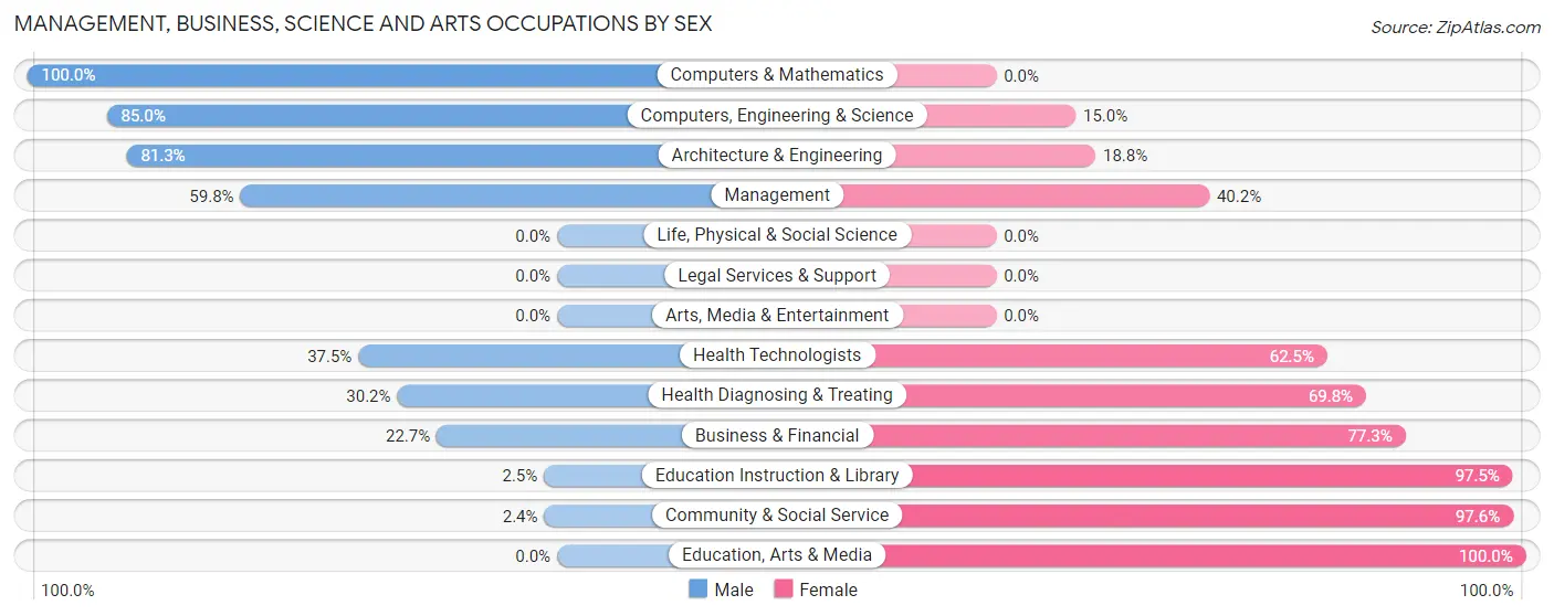 Management, Business, Science and Arts Occupations by Sex in Zip Code 38865