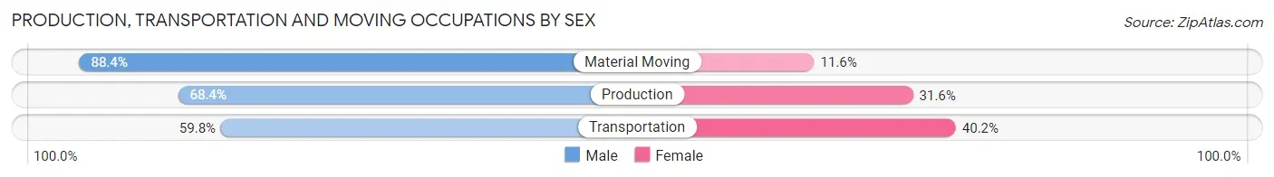 Production, Transportation and Moving Occupations by Sex in Zip Code 38866