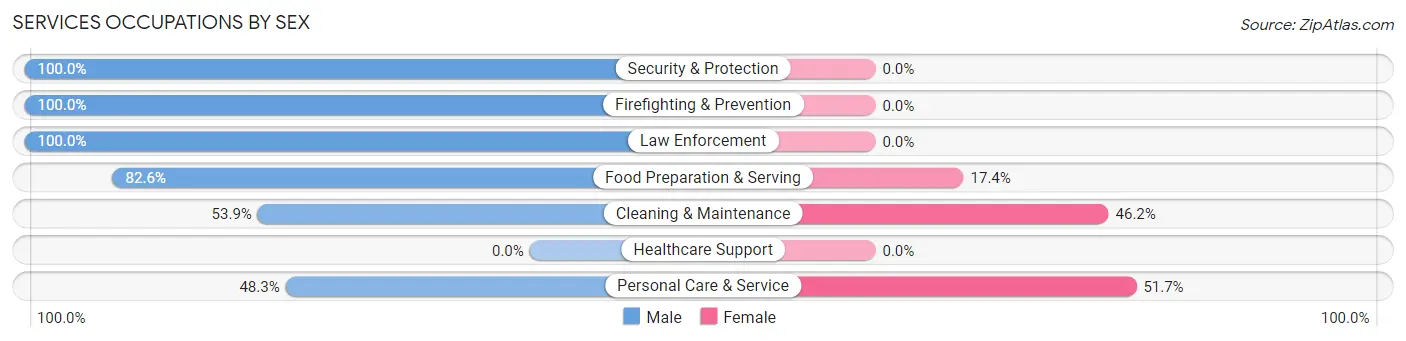 Services Occupations by Sex in Zip Code 38866