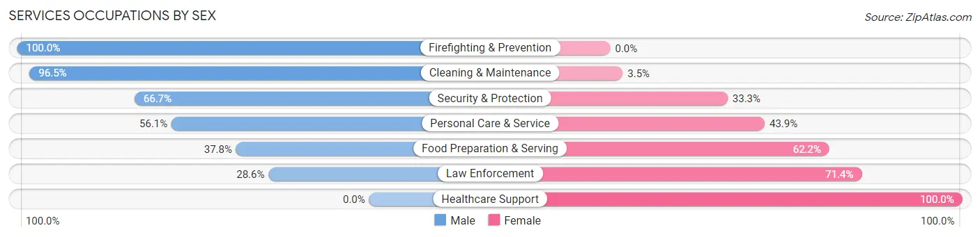 Services Occupations by Sex in Zip Code 38868