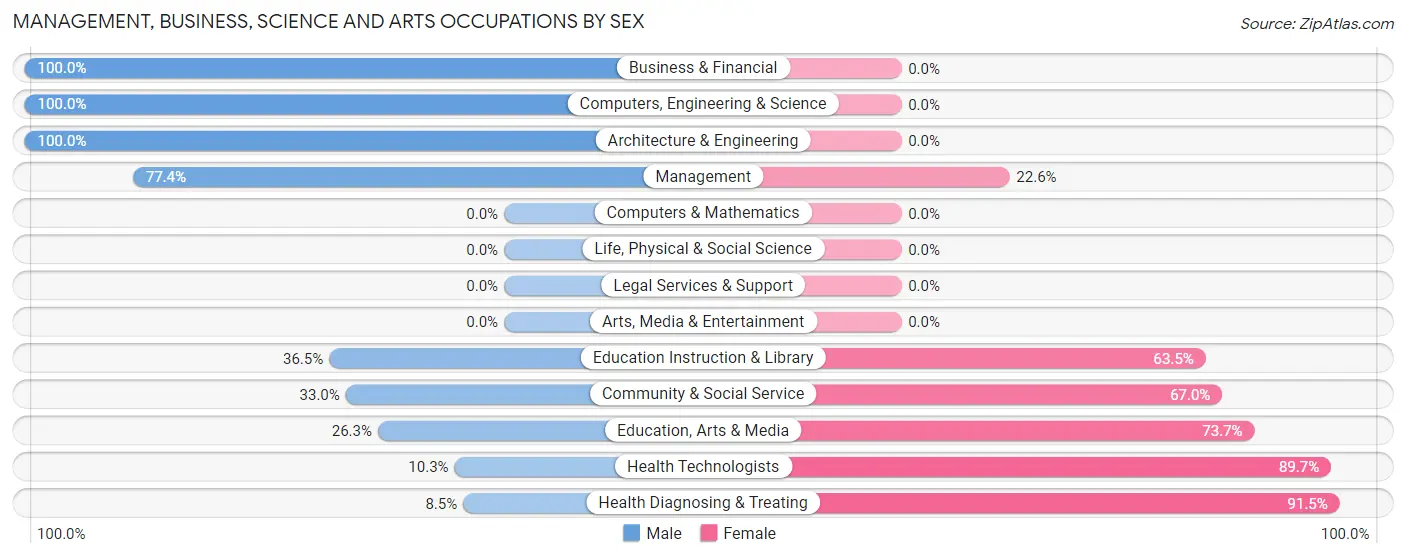 Management, Business, Science and Arts Occupations by Sex in Zip Code 38870
