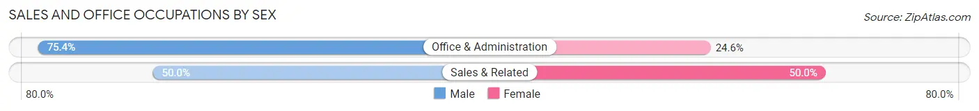 Sales and Office Occupations by Sex in Zip Code 38870