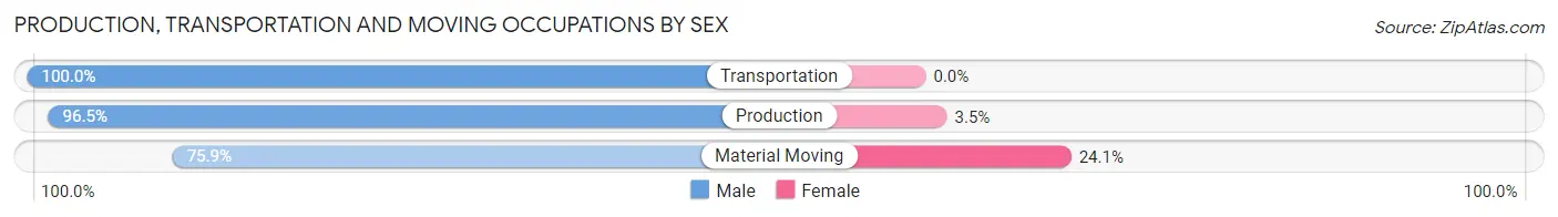 Production, Transportation and Moving Occupations by Sex in Zip Code 38873