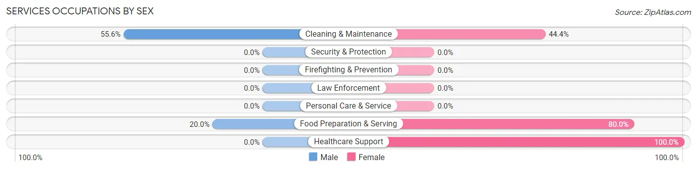 Services Occupations by Sex in Zip Code 38876