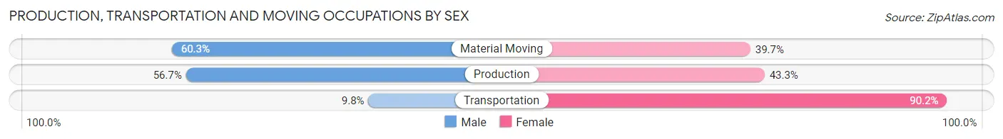 Production, Transportation and Moving Occupations by Sex in Zip Code 38878