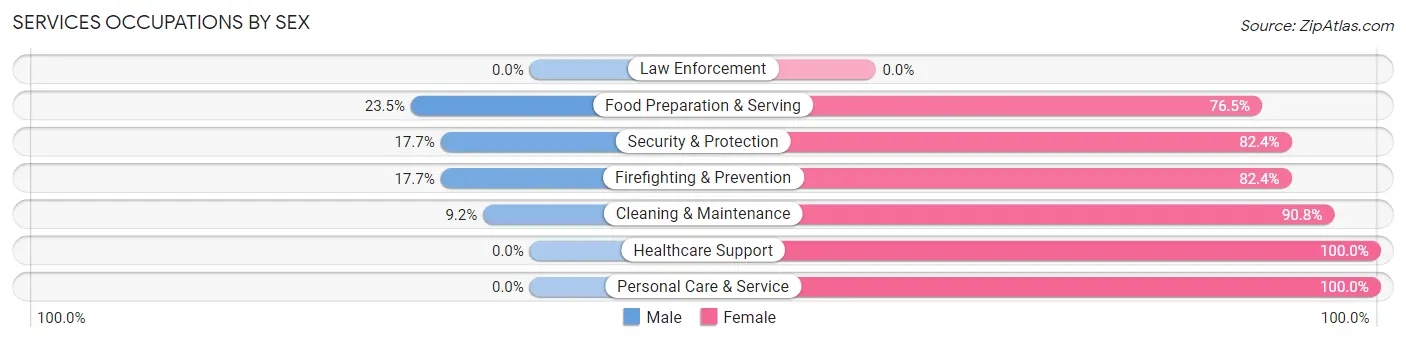 Services Occupations by Sex in Zip Code 38916