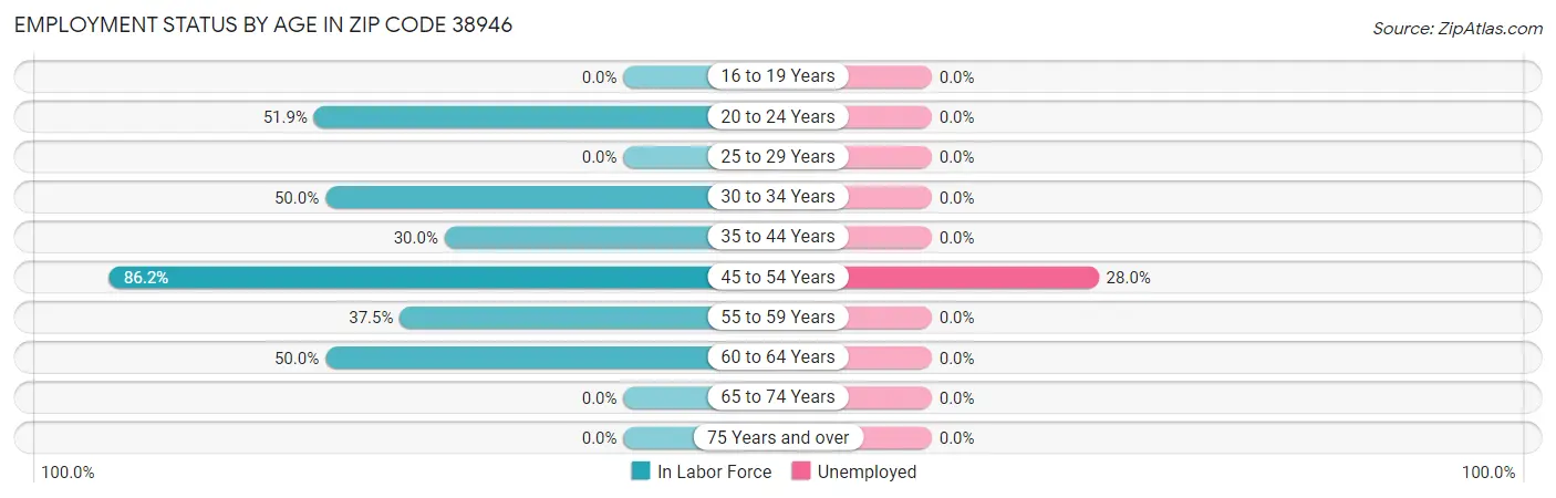 Employment Status by Age in Zip Code 38946