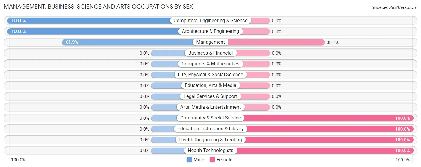 Management, Business, Science and Arts Occupations by Sex in Zip Code 38952