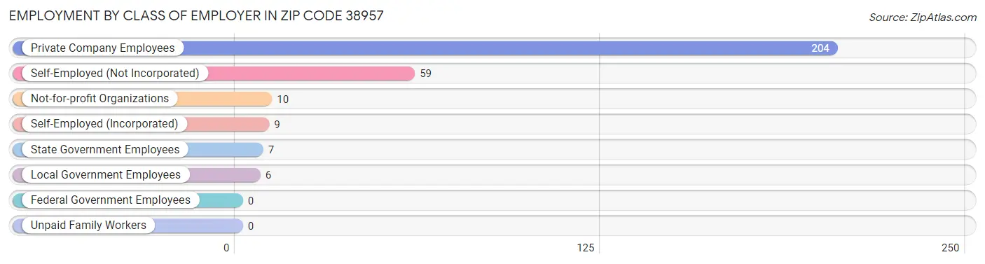 Employment by Class of Employer in Zip Code 38957