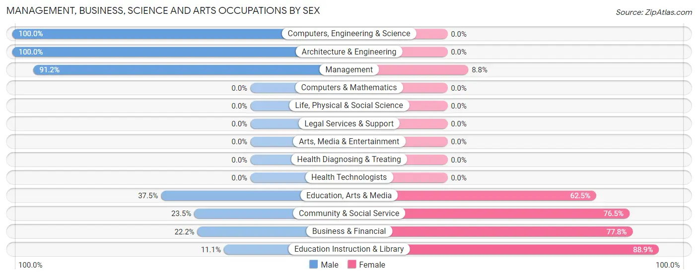 Management, Business, Science and Arts Occupations by Sex in Zip Code 38957