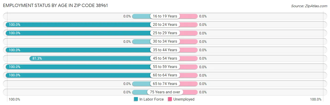 Employment Status by Age in Zip Code 38961