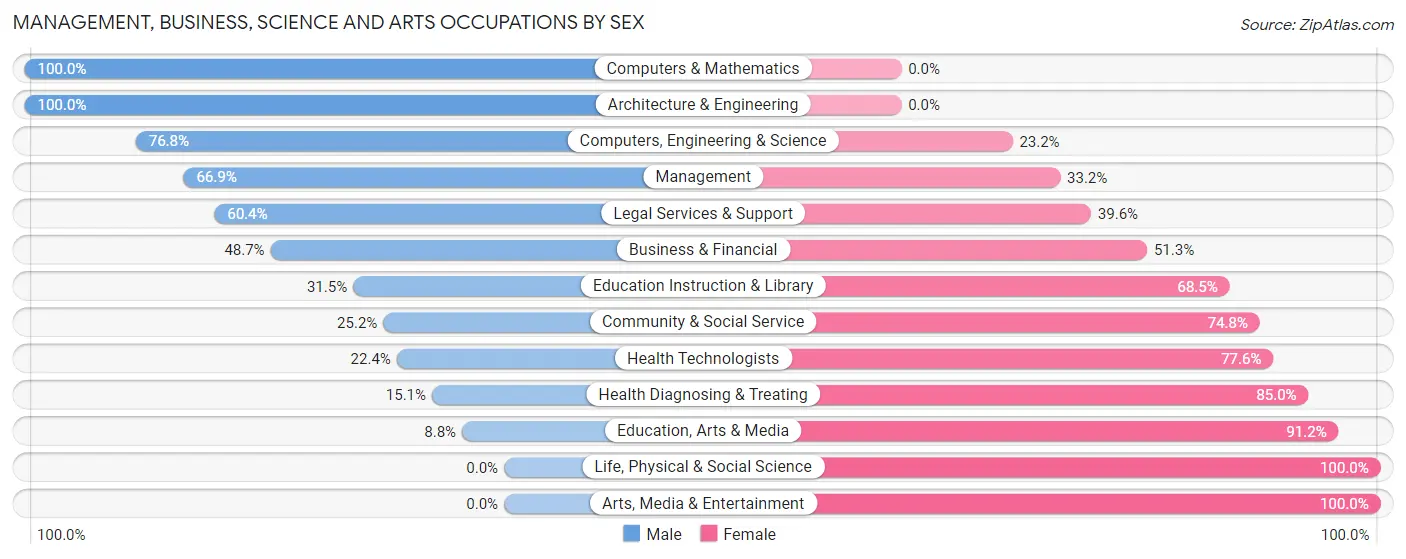 Management, Business, Science and Arts Occupations by Sex in Zip Code 38965