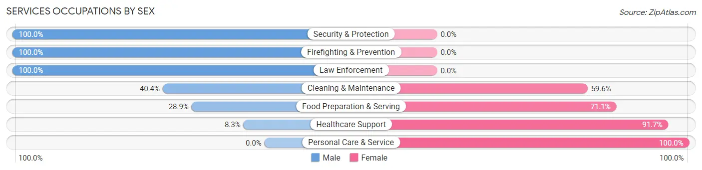 Services Occupations by Sex in Zip Code 38965